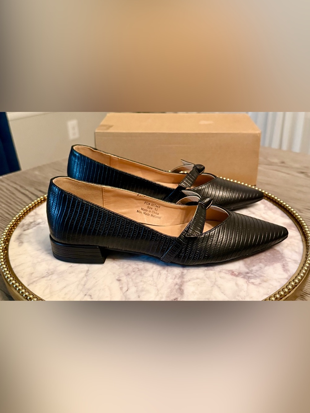 Journee Collection Black Textured Vegan Leather Shoes | SZ. 5.5 (NWB)